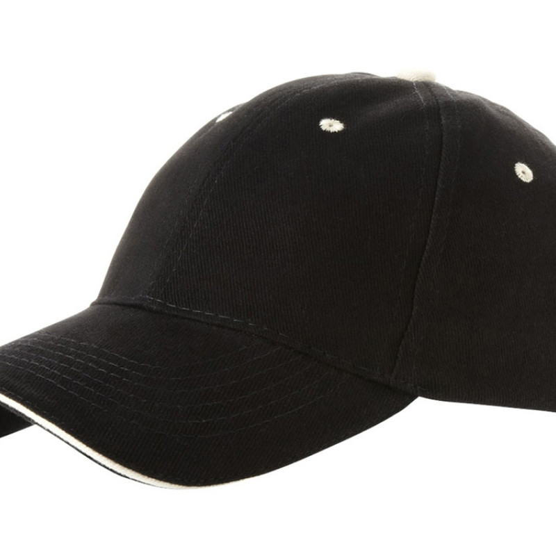 Бейсболка "New Castle" 6-ти панельная, черный/натуральный