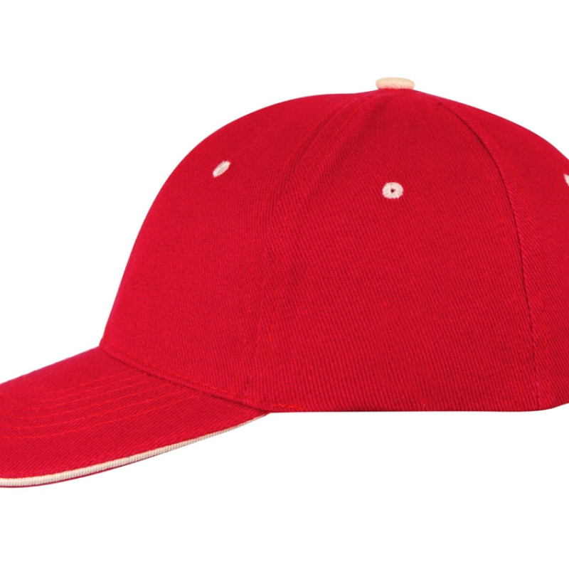 Бейсболка "New Castle" 6-ти панельная, красный/натуральный Бейсболка "New Castle" 6-ти панельная, красный/натуральный