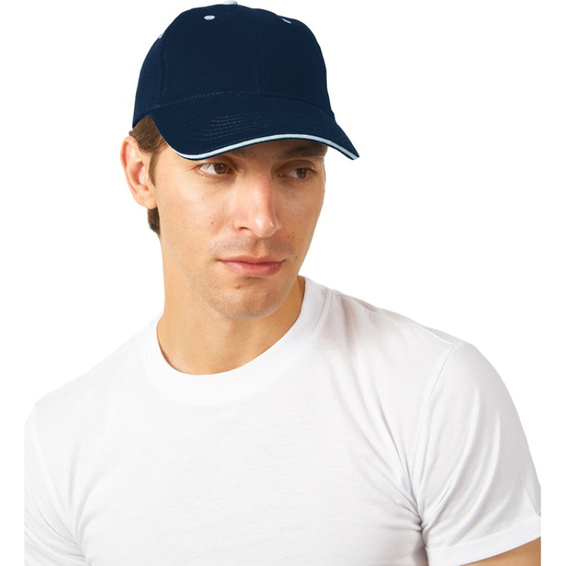 Бейсболка "New Castle" 6-ти панельная, т синий/белый