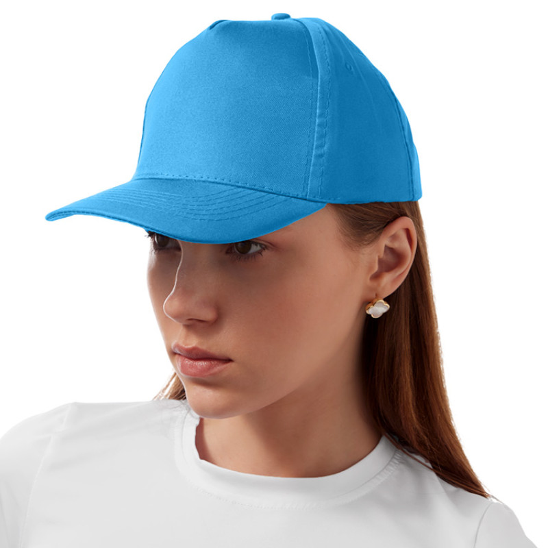 Бейсболка "Poly" 5-ти панельная 120 гр, голубой