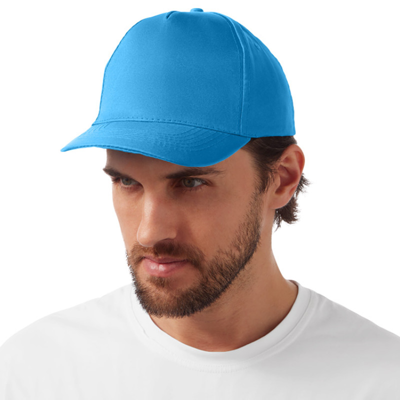 Бейсболка "Poly" 5-ти панельная 120 гр, голубой