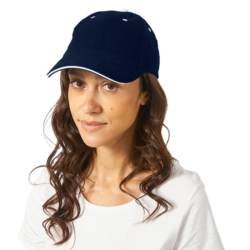 Бейсболка "New Castle" 6-ти панельная, темно-синий/натуральный