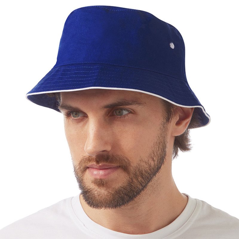 Панама с контрастной окантовкой , классический синий/белый