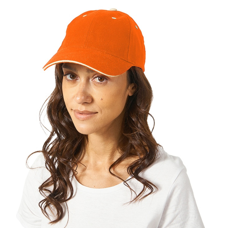 Бейсболка "New Castle" 6-ти панельная, оранжевый/белый Бейсболка "New Castle" 6-ти панельная, оранжевый/белый