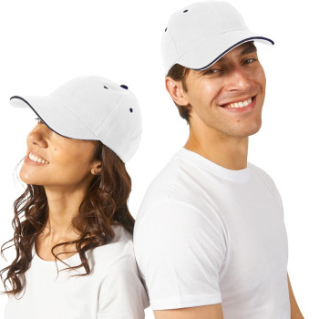 Бейсболка "New Castle" 6-ти панельная, белый/темно-синий