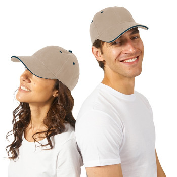 Бейсболка "New Castle" 6-ти панельная, натуральный/синий