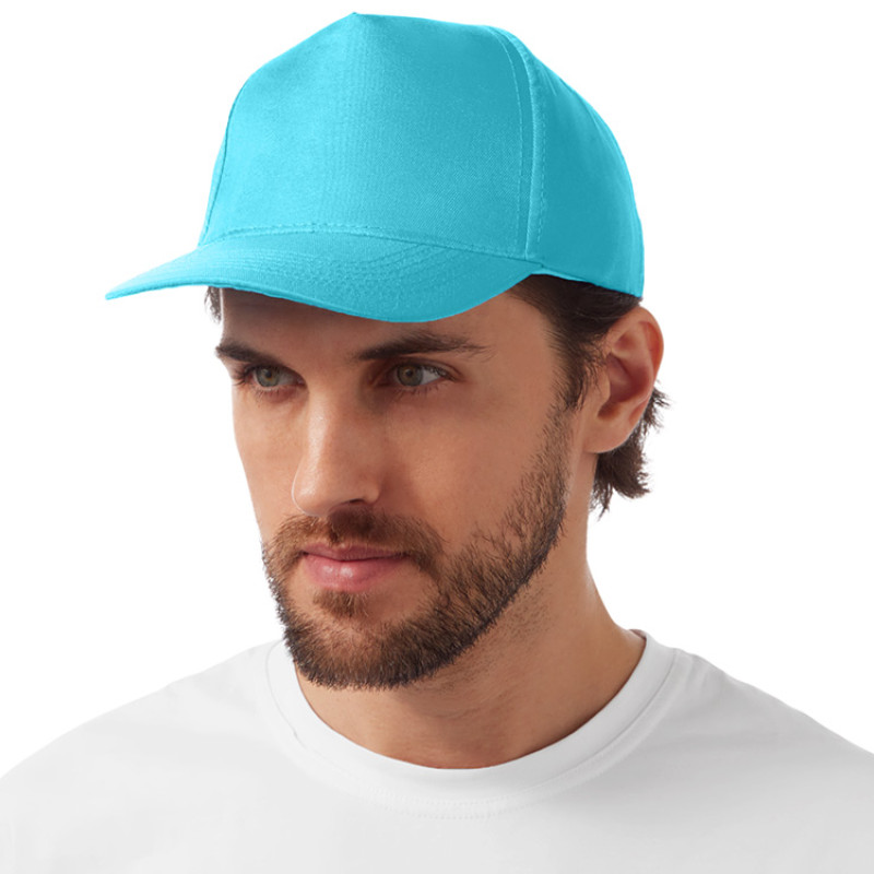 Бейсболка "Poly" 5-ти панельная 120 гр, лазурный