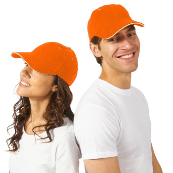 Бейсболка "New Castle" 6-ти панельная, оранжевый/белый