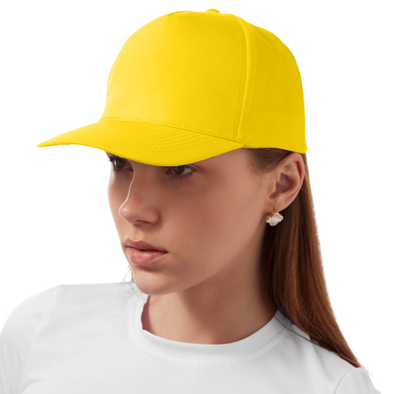 Бейсболка "Poly" 5-ти панельная 120 гр, желтый