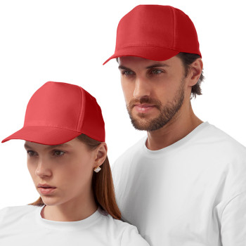 Бейсболка "Poly" 5-ти панельная 120 гр, красный