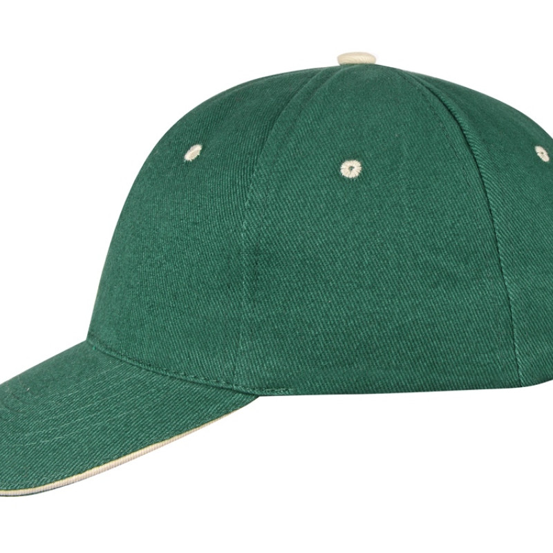 Бейсболка "New Castle" 6-ти панельная, зеленый/натуральный