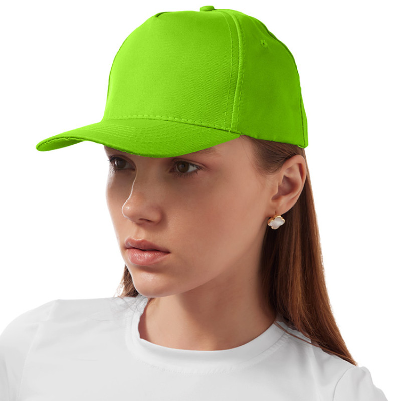 Бейсболка "Poly" 5-ти панельная 120 гр, зеленое яблоко