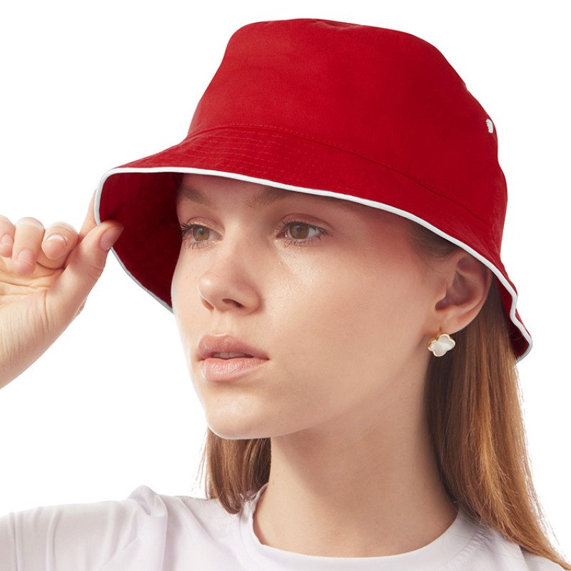 Панама с контрастной окантовкой , красный/белый