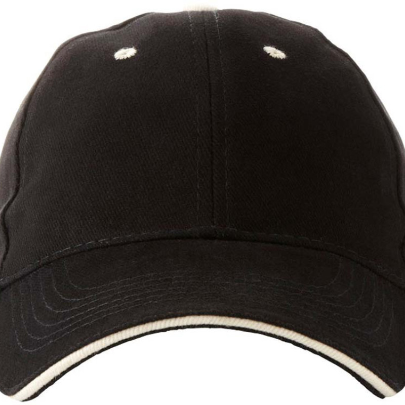 Бейсболка "New Castle" 6-ти панельная, черный/натуральный