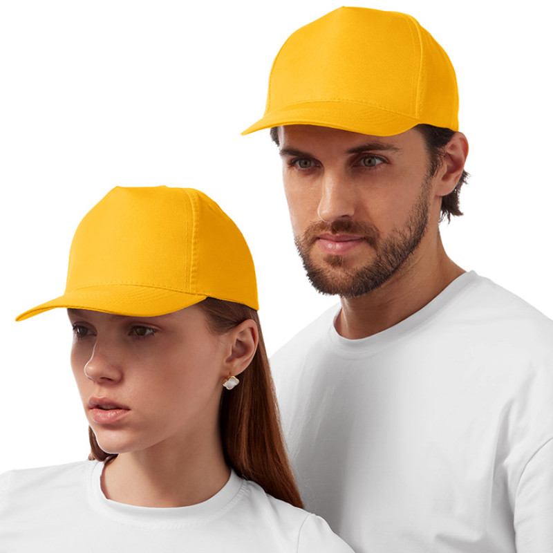 Бейсболка "Poly" 5-ти панельная 120гр, золотисто-желтый