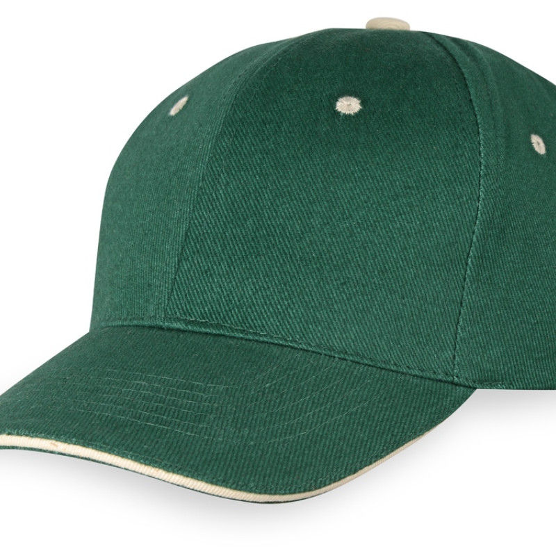 Бейсболка "New Castle" 6-ти панельная, зеленый/натуральный