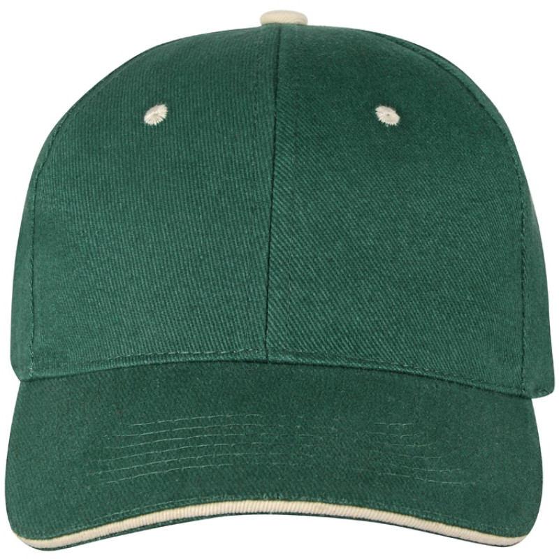 Бейсболка "New Castle" 6-ти панельная, зеленый/натуральный