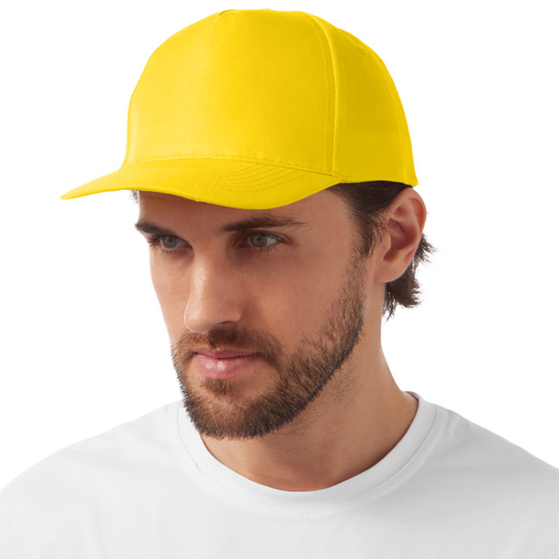Бейсболка "Poly" 5-ти панельная 120 гр, желтый