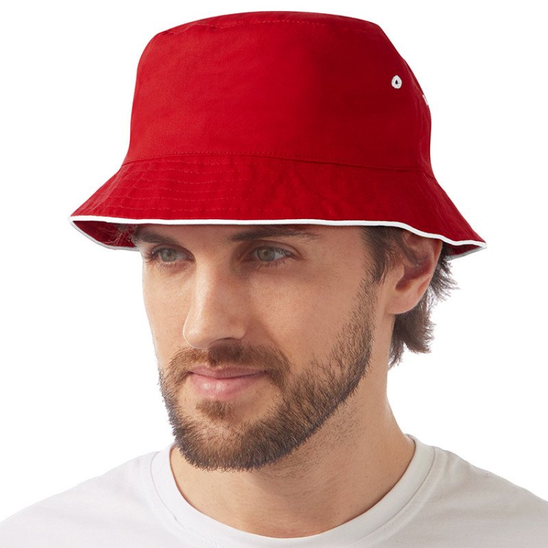 Панама с контрастной окантовкой , красный/белый