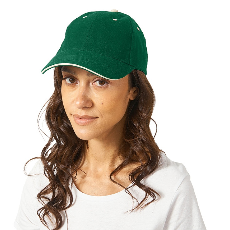 Бейсболка "New Castle" 6-ти панельная, зеленый/натуральный