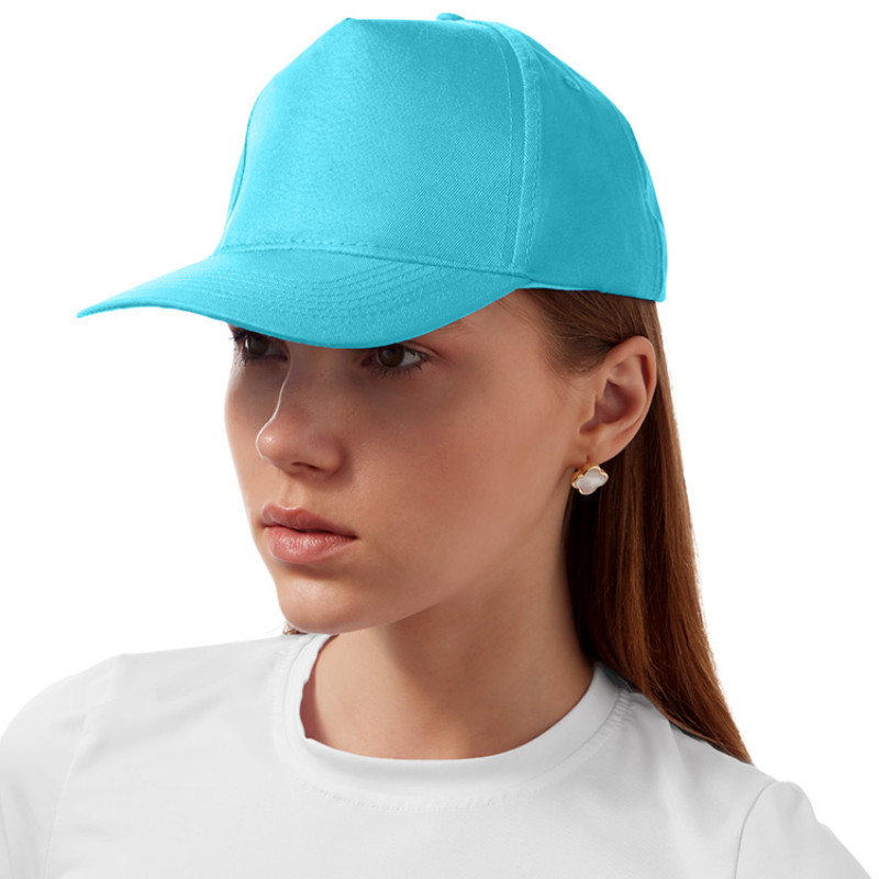 Бейсболка "Poly" 5-ти панельная 120 гр, лазурный
