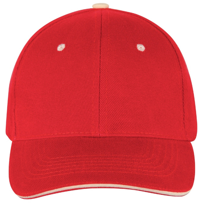 Бейсболка "New Castle" 6-ти панельная, красный/натуральный Бейсболка "New Castle" 6-ти панельная, красный/натуральный