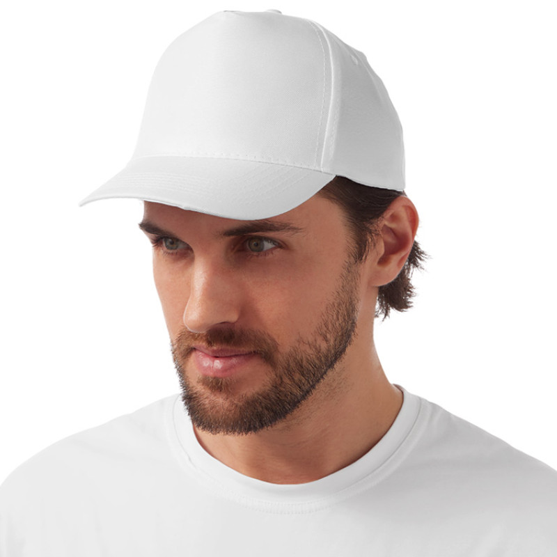 Бейсболка "Poly" 5-ти панельная 120 гр, белый