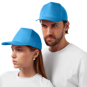 Бейсболка "Poly" 5-ти панельная 120 гр, голубой