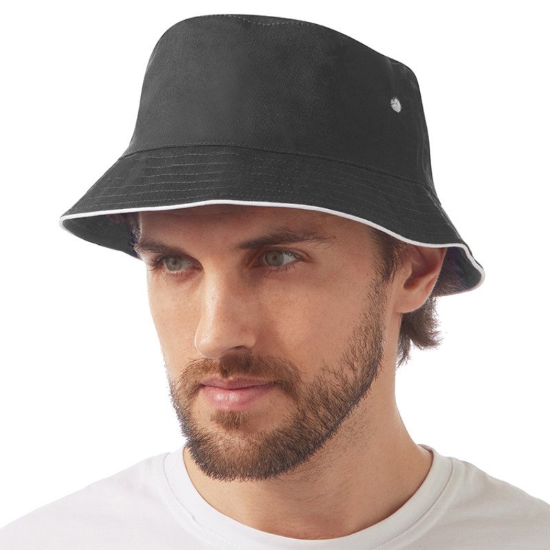 Панама с контрастной окантовкой , темно-серый/белый