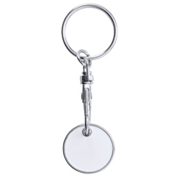 Брелок с монетой для тележки супермаркета, белый