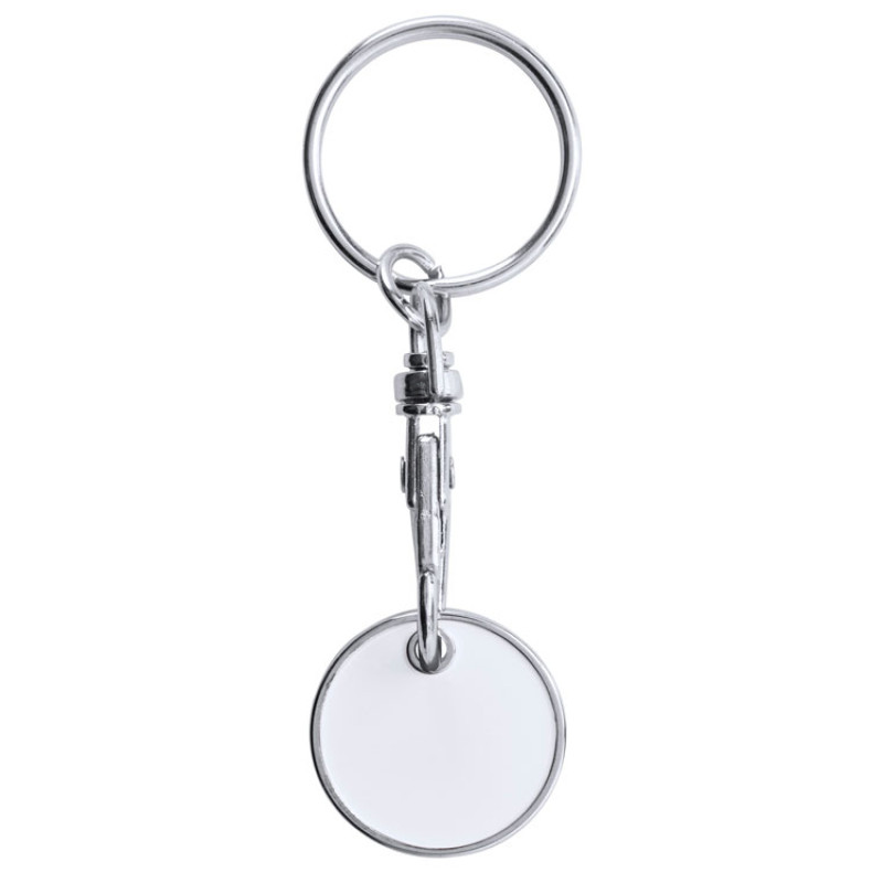 Брелок с монетой для тележки супермаркета, белый