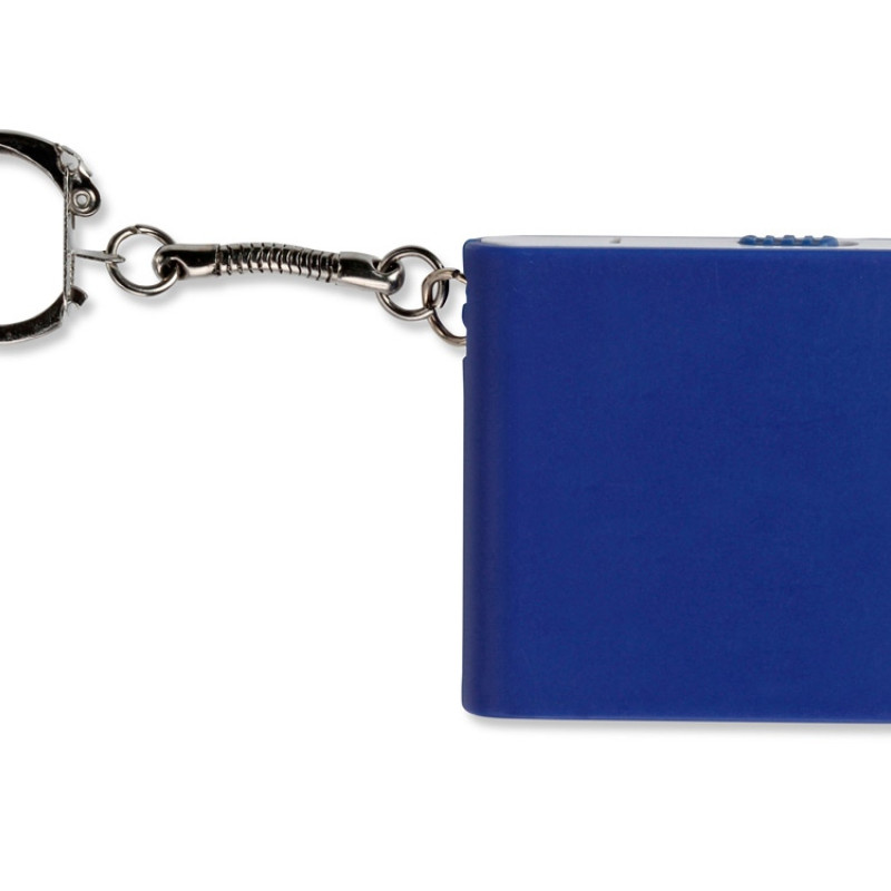 Брелок-рулетка с фонариком. 1 м., синий/белый