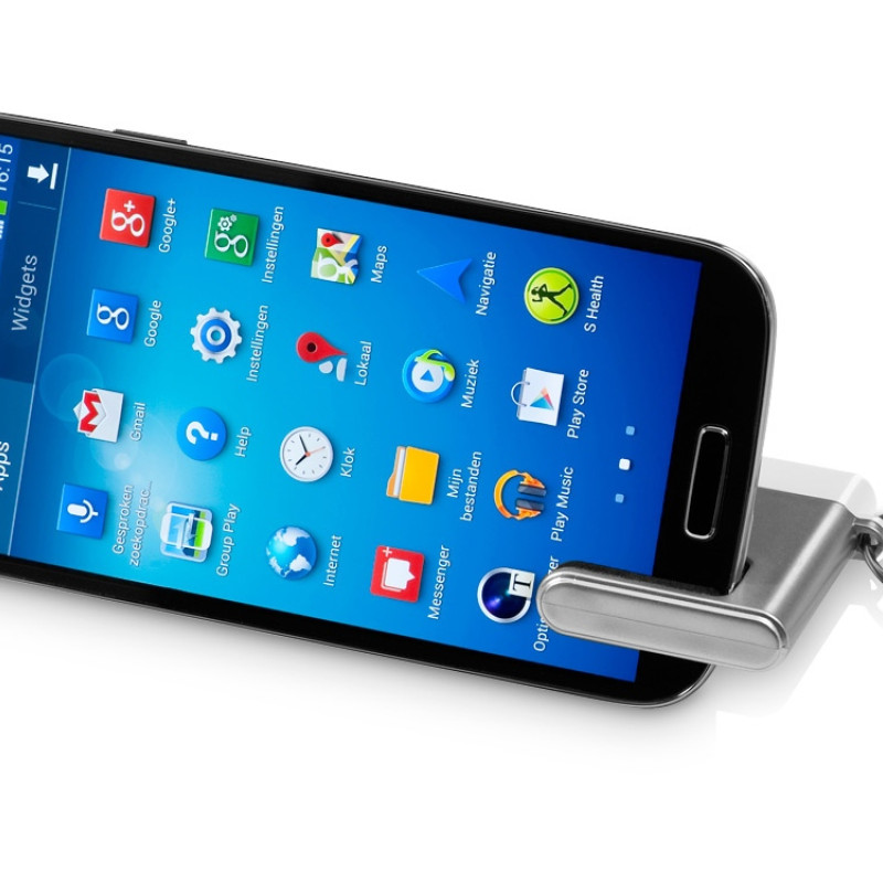 Подставка-брелок для мобильного телефона "GoGo", серебристый/белый