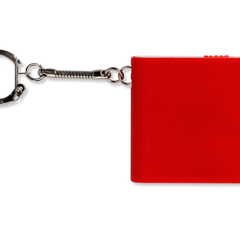 Брелок-рулетка с фонариком, 1 м., красный/белый