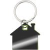 Металлический брелок с пластиковой цветной вставкой "SteelPop House", серебристый с зеленым яблоком