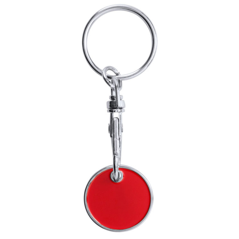 Брелок с монетой для тележки супермаркета, красный