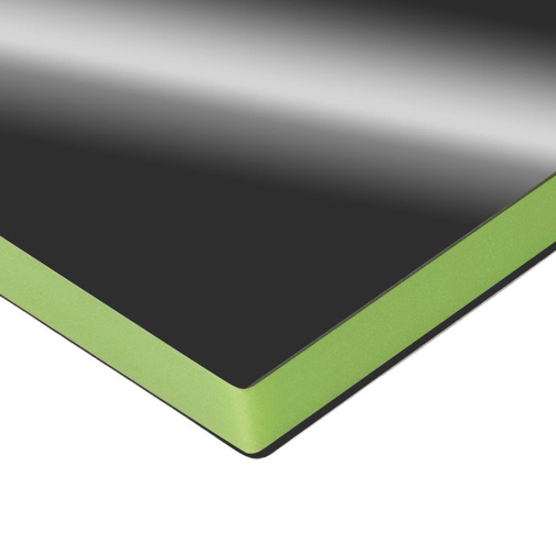 Металлический брелок с пластиковой цветной вставкой "SteelPop House", серебристый с зеленым яблоком