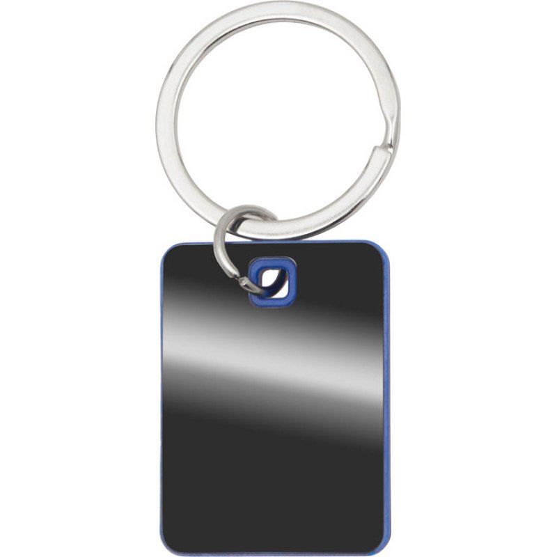 Металлический брелок с пластиковой цветной вставкой "SteelPop Rct", серебристый с синим