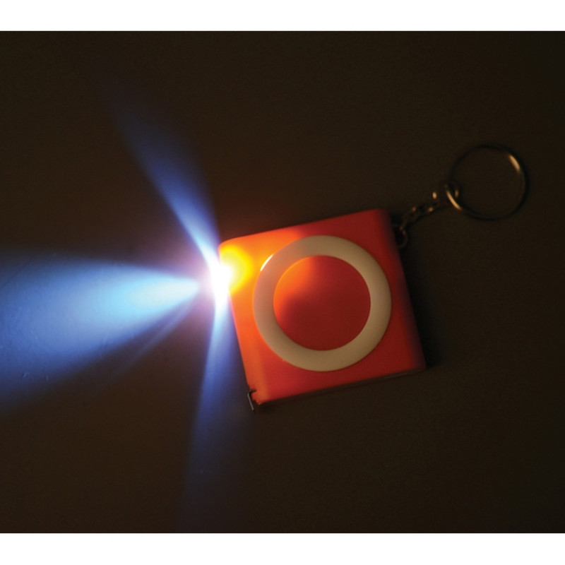 Брелок-рулетка с фонариком, 1 м., оранжевый/белый