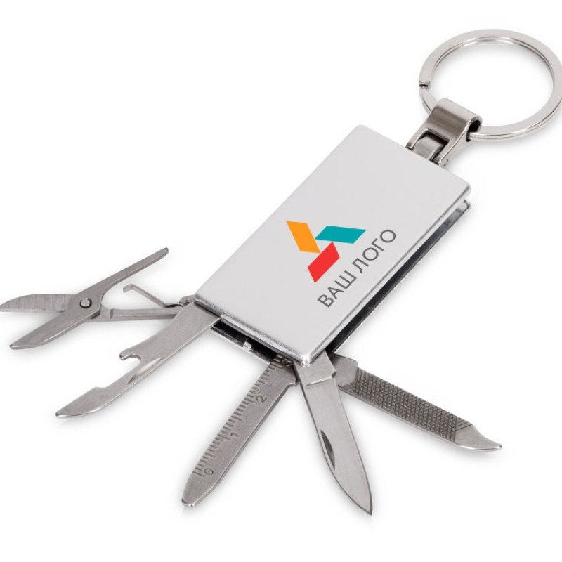 Мультитул-брелок 5-в-1 «Badge», серебристый