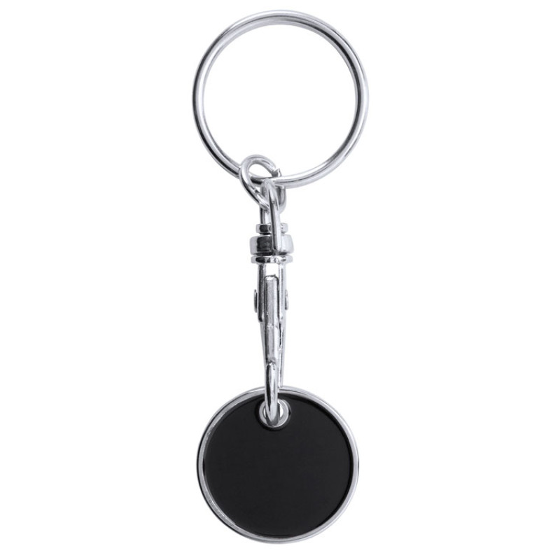 Брелок с монетой для тележки супермаркета, черный