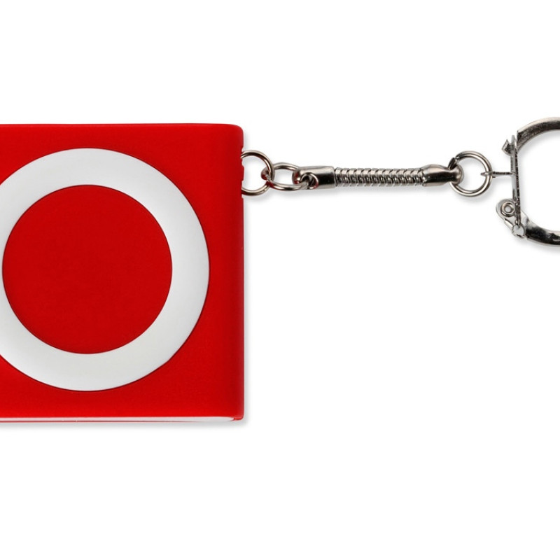 Брелок-рулетка с фонариком, 1 м., красный/белый