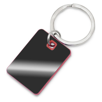 Металлический брелок с пластиковой цветной вставкой "SteelPop Rct", серебристый с красным