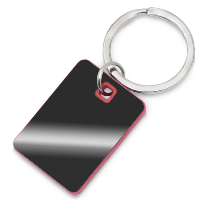 Металлический брелок с пластиковой цветной вставкой "SteelPop Rct", серебристый с красным