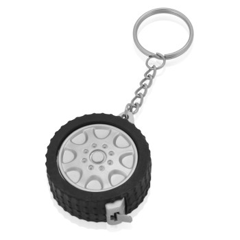 Брелок-рулетка "Шина", 1 м., черный/серебристый
