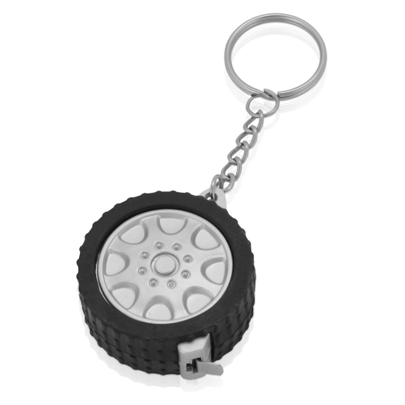 Брелок-рулетка "Шина", 1 м., черный/серебристый