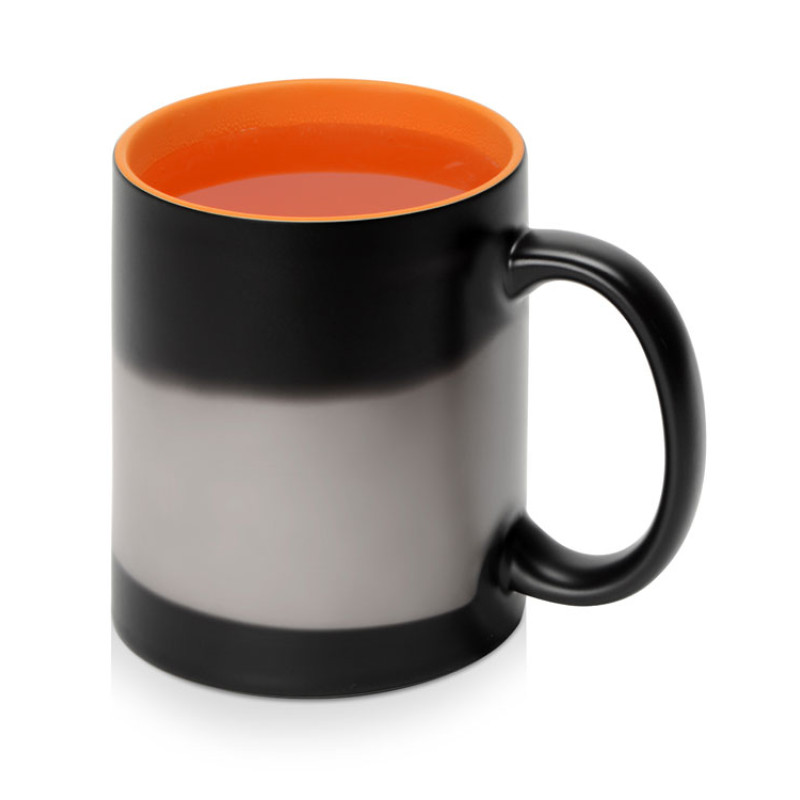 Кружка-хамелеон Surprise матовая, черный/оранжевый