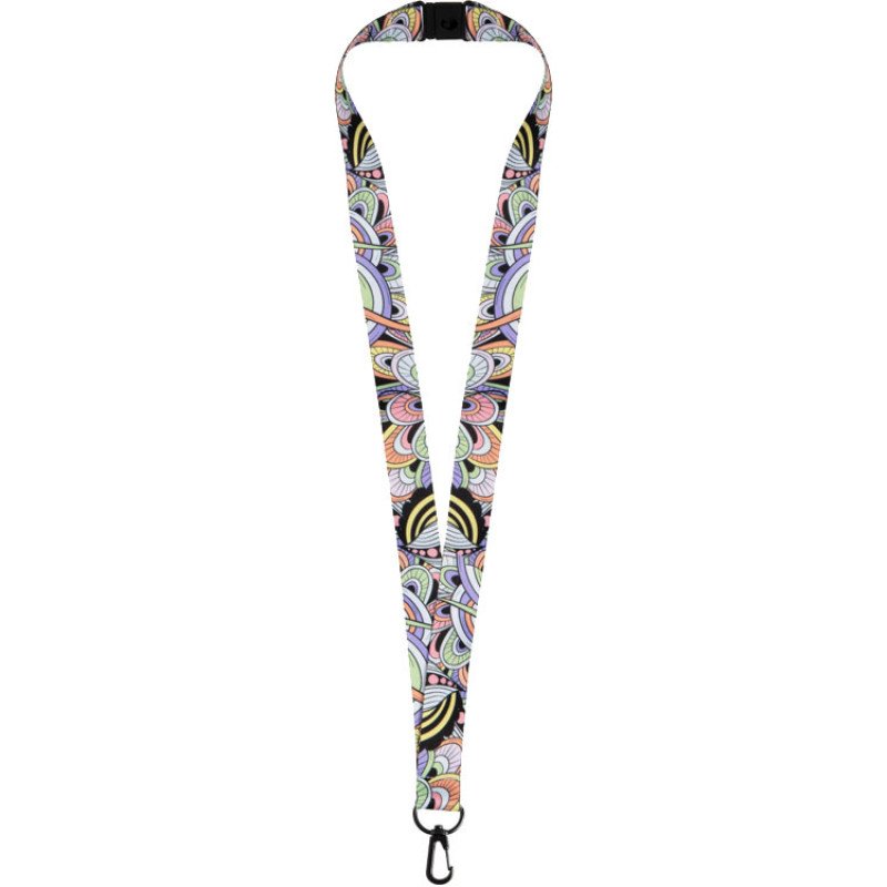 Ланъярд 2 см под сублимацию с карабином и замком обрыва, черный