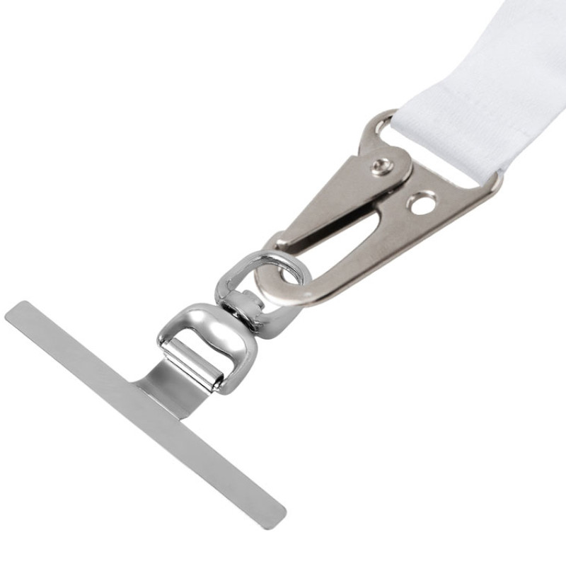 Ланъярд 2,5 см под сублимацию с большим карабином, замком обрыва и металлическим держателем для телефона