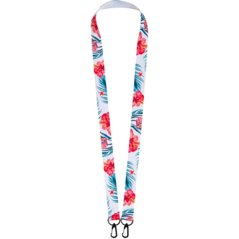 Ланъярд 2 см под сублимацию с 2-мя карабинами, черный